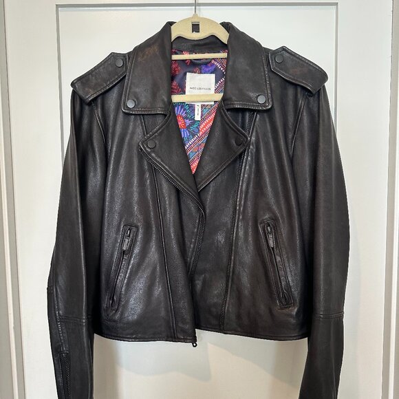 NEW Avec Les Filles Leather Biker Jacket1